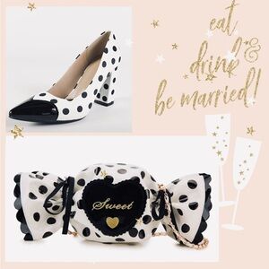 Marry Me Sweetheart Polka Dot Candy Shaped Crossbody Bag w/Retro Polka Dot Shoes